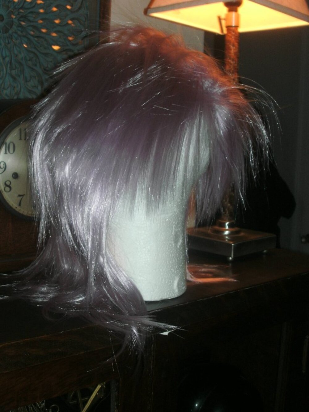 NWT Light Purple LONG PUNK SHAG STYLE WIG Cosplay Dress Up Costume Halloween OS